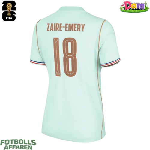 Frankrike Warren Zaire-Emery #18 Bortatröja Kvinnor VM 2026 Kortärmad